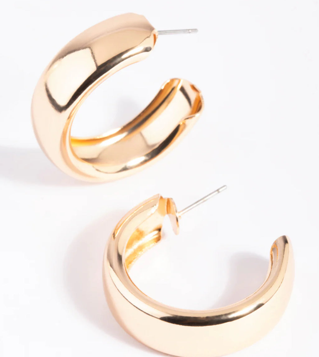Chunky gold plated square hoops