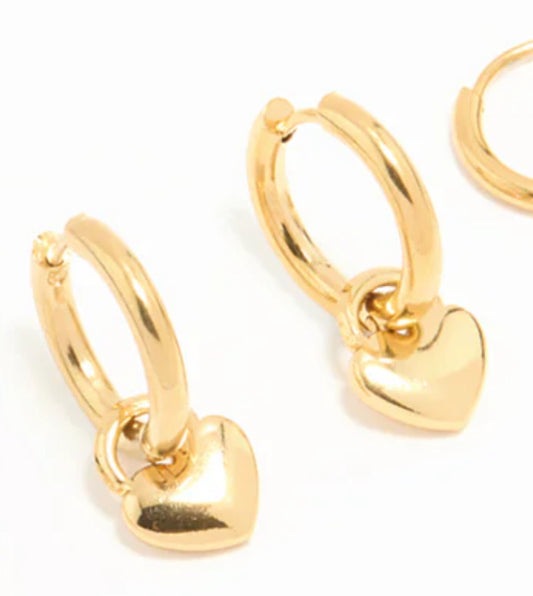 Gold Plated Heart Huggies