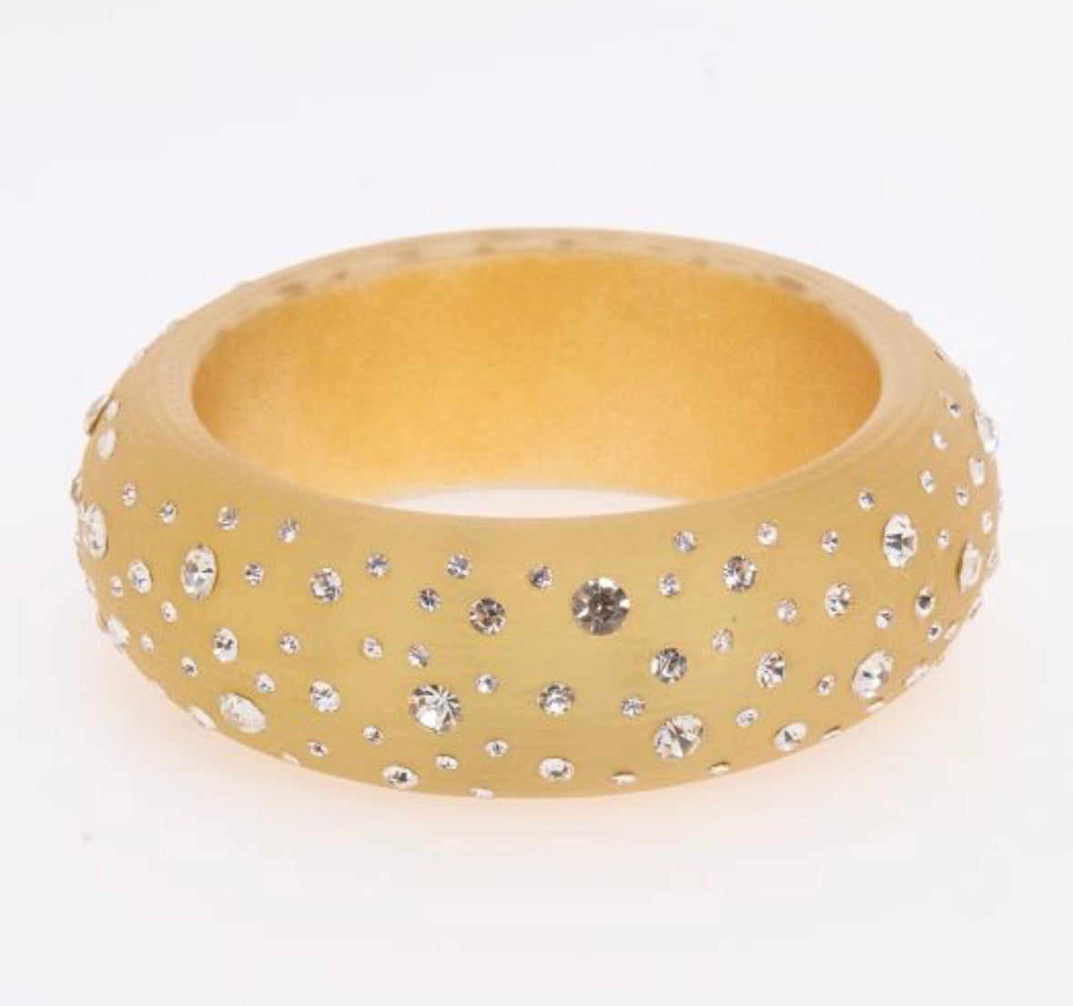 Gold Tone Glass Embellished Resin Bangle