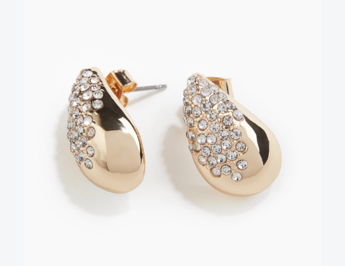 Teardrop Gold Plated CZ Cluster Stud Earring