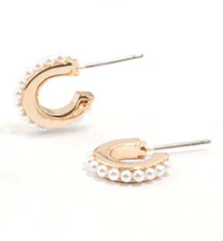 Gold plated pearl huggies