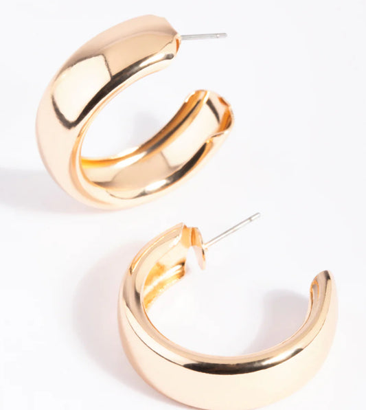 Chunky gold plated square hoops