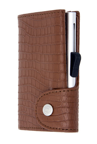 C-Secure Leather Wallet - Crocco/Brown