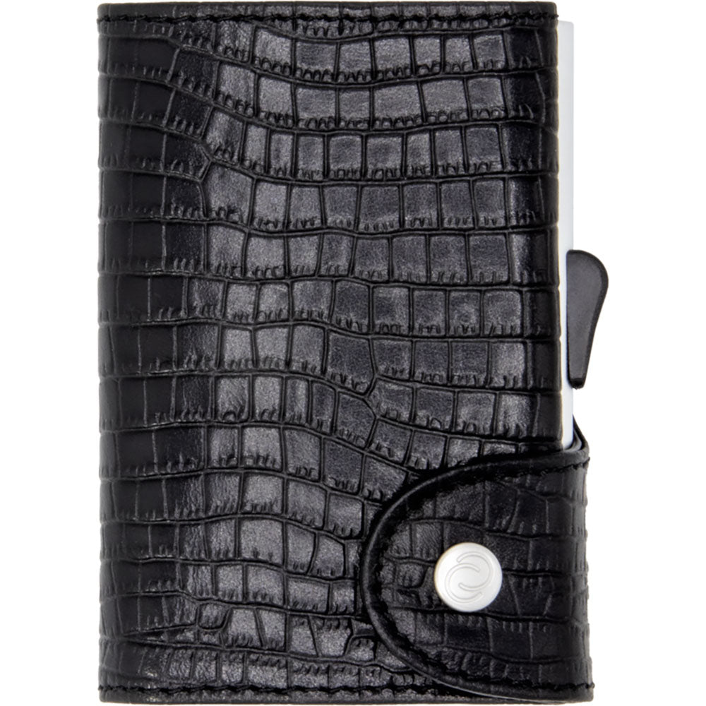 C-Secure Leather Wallet - Crocco/Black
